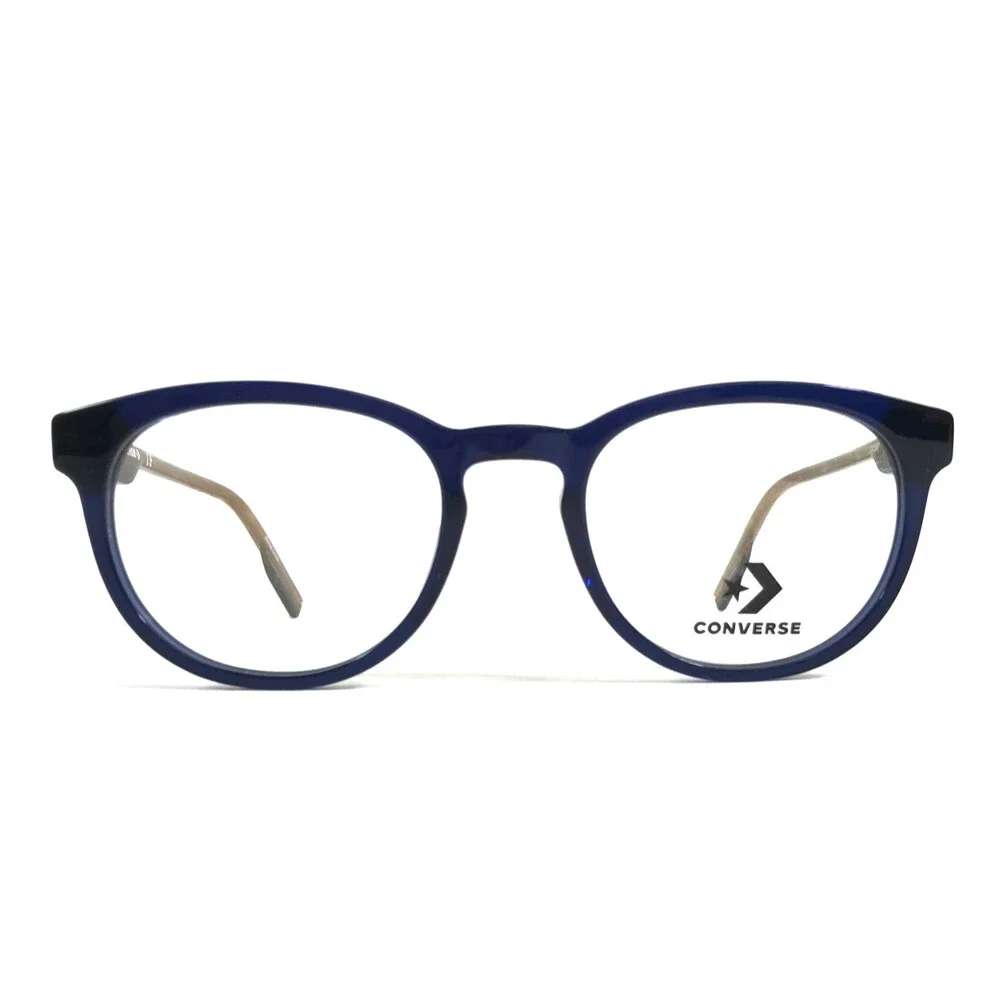 Converse Eyeglasses Frames CV5007 411 Shiny Blue Brown Round Full Rim 51-20-145